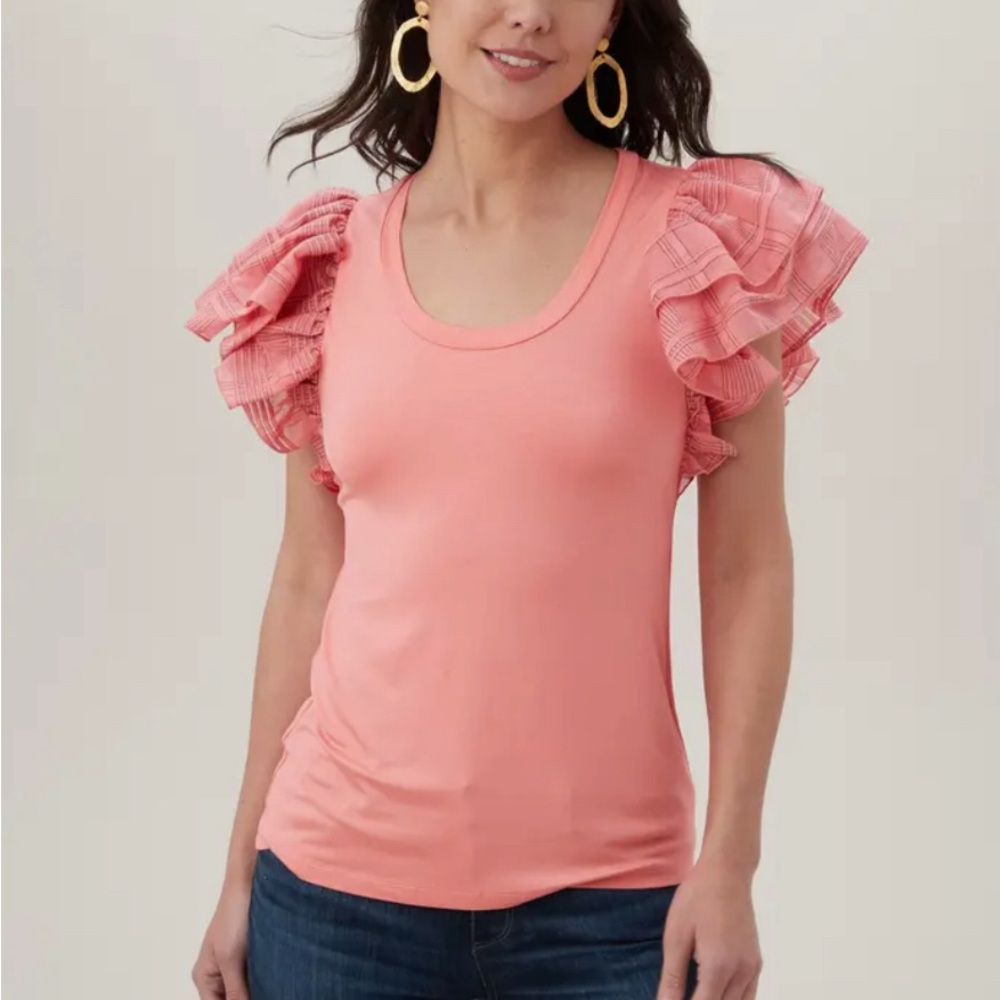 Trina Turk Hilarity Ruffle Sleeve Top